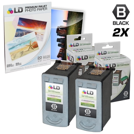LD Remanufactured Cartridge Replacement for Canon PG-40 0615B002 (Black  2-Pack)