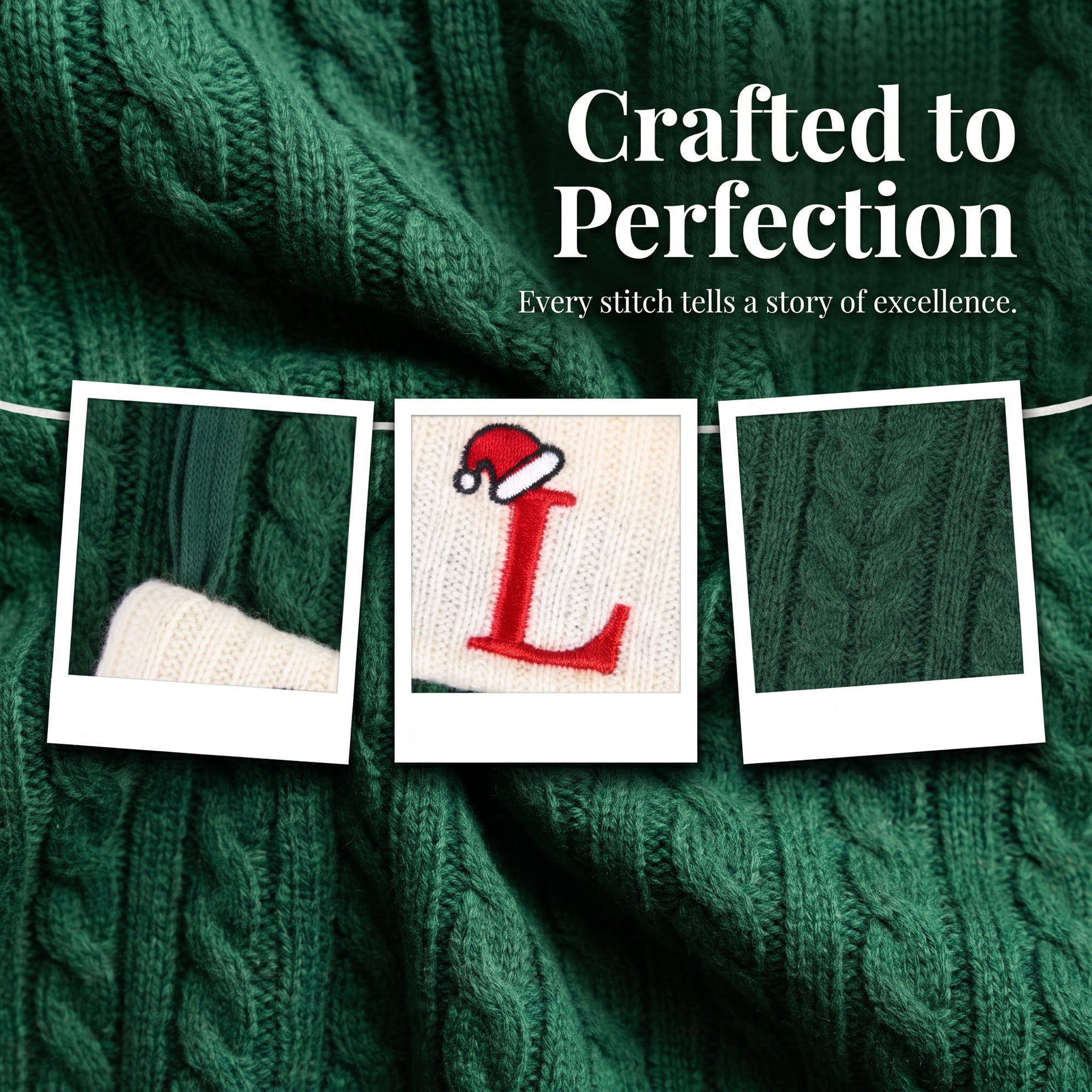 Unique Bargains Christmas Luxury Grand Hearth Accent Stocking Green Letter L 8"