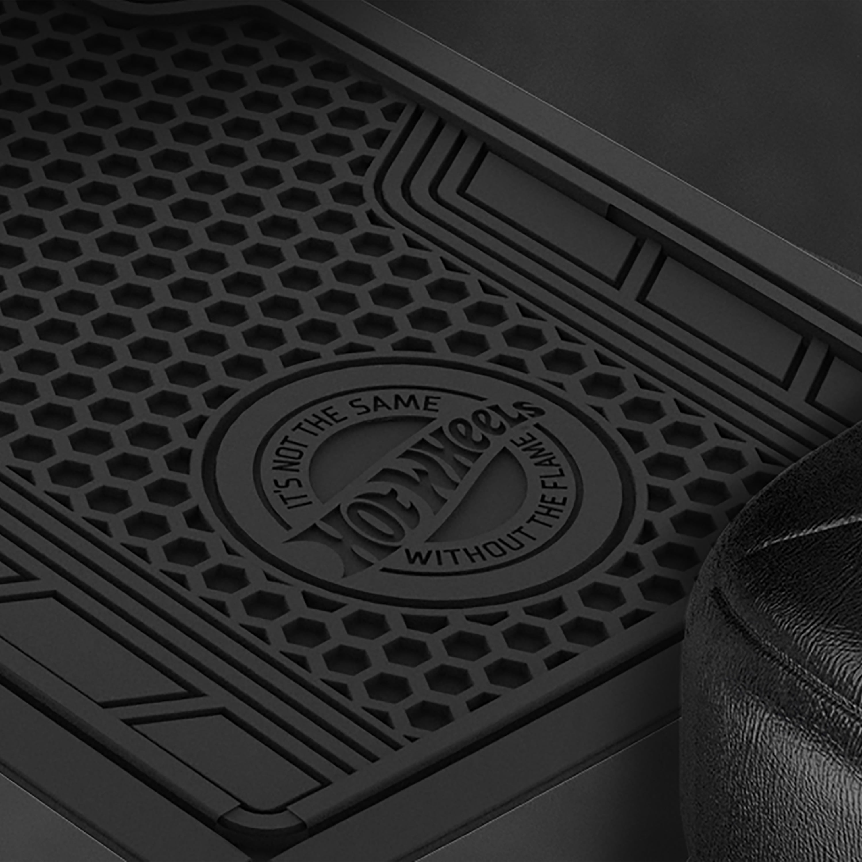 Hot Wheels Premium Honeycomb Design 2pc Rubber Floor Mat Set. Ideal for Cars, Trucks and SUV's.