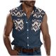thumbnail image 1 of Camisas de Cuello para Hombres, Moda Casual Día de la Independencia Imprimir Turndown Bolsillos sin Mangas Tanque Deportivo, 1 of 5
