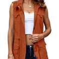 thumbnail image 3 of Women Casual Vest Jacket Sleeveless Drawstring Jacket with Pockets, 3 of 4