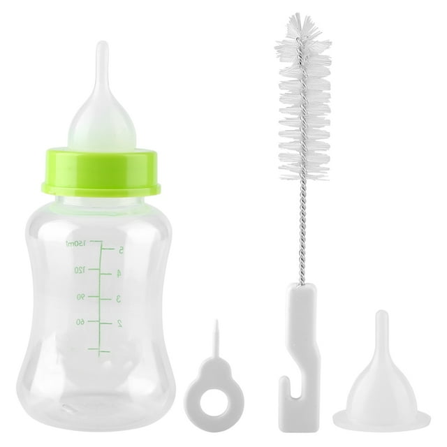 Juego de 4 biberones de silicona transparentes y duraderos para mascotas, perros y gatos, 60 ml