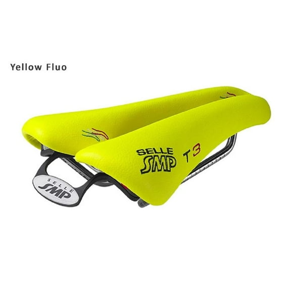 Selle SMP TRIATHLON Bicycle Saddle Seat - T3 . . . Made in Italy - Yellow FLUO / Steel
