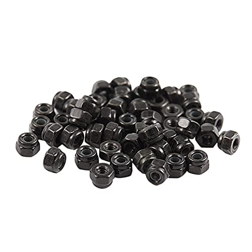 cSeao 100 Uds. Tuercas de seguridad de nailon M4 x 0,7 MM, tuercas de seguridad hexagonales insertadas, color negro