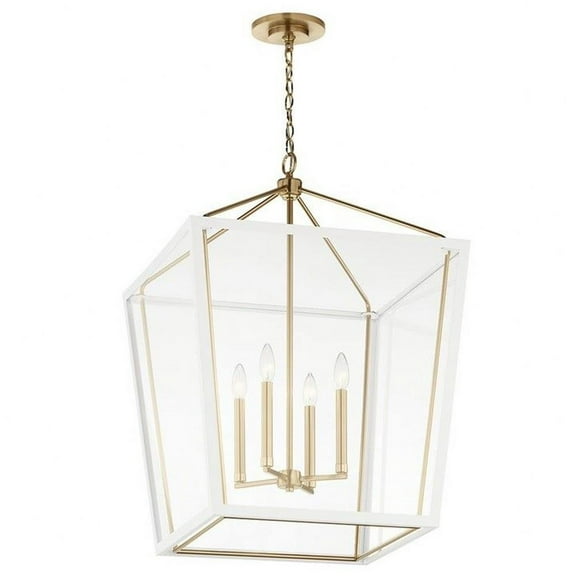 4 Light Pendant in Traditional Style-31.75 inches Tall and 22.25 inches Wide-Champagne Bronze/White Finish Bailey Street Home 147-Bel-5180068
