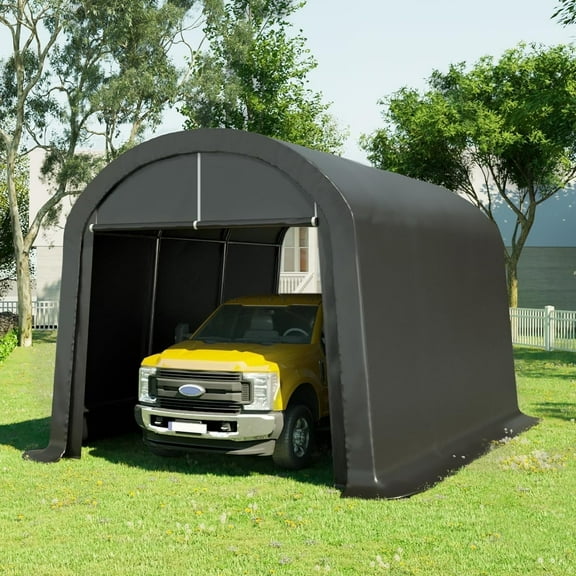 KING BIRD 10' x 15' Round Style Garage Shelter Anti-Snow Heavy Duty Storage Shelter Carport Portable Canopy Storage Shelter Shed