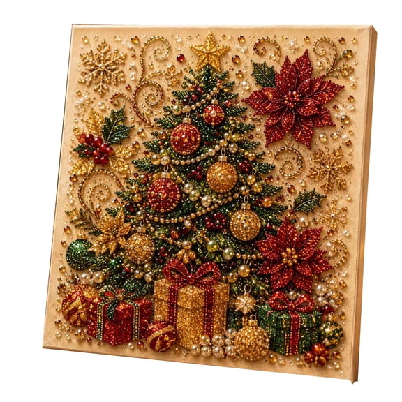 DIY Pearl Art Kit for Adults Christmas Diamond Painting Art Kit with Frame for Adults 3D Pearl Bead Craft for Beginners Holiday Wall Decor Handmade Christmas Decoration (Christmas Tree)