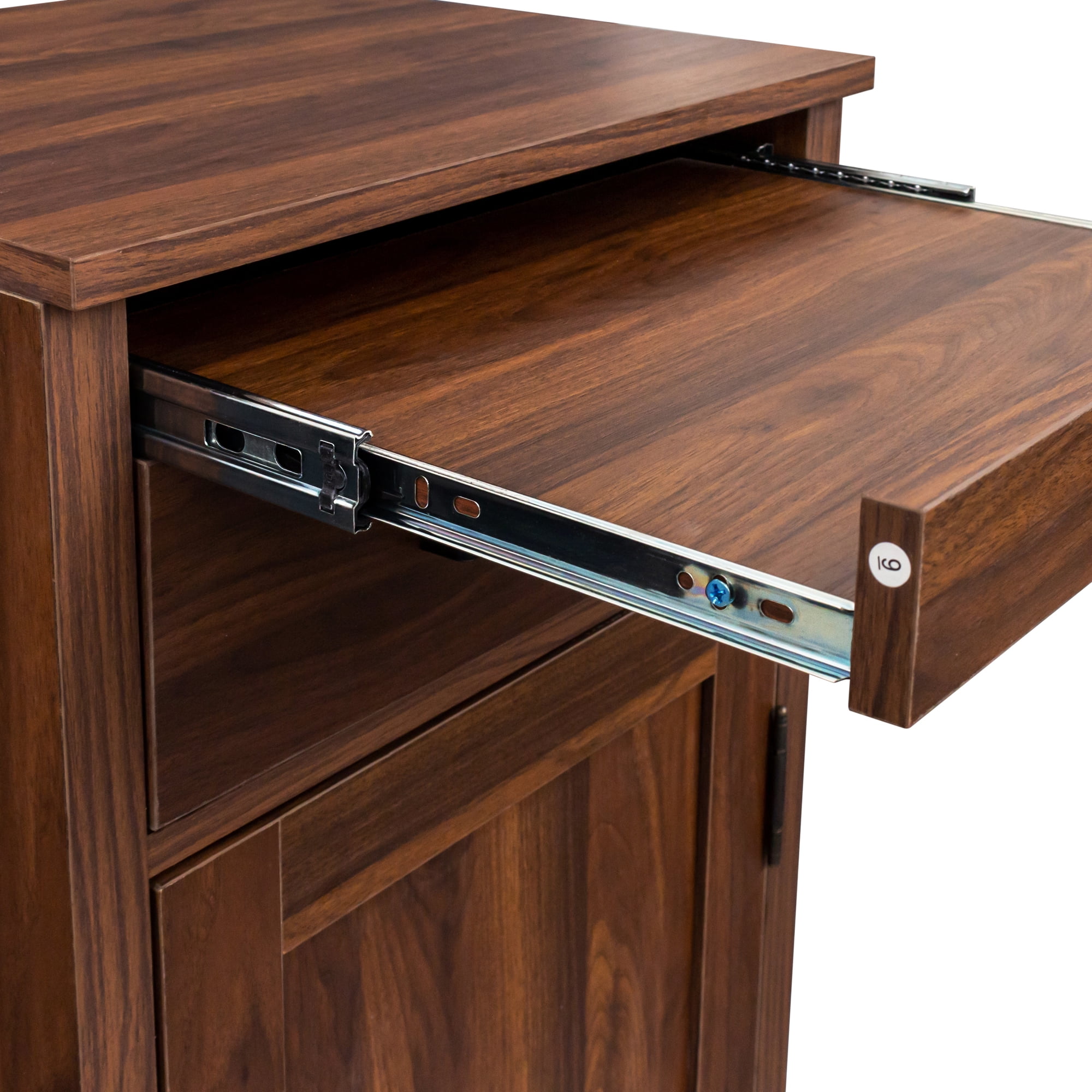 Wine Bar Cabinet with Hutch, Modular Storage Cabinet for Dining Room or Office with Drawer and Shelves, Brown Walnut Finish, Versatile Home Organization