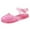 Pink, variant on AJTQTH Girls Jelly Sandals Closed Toe Strappy Gradiator Sandals Arch Support Velcro Shoes Summer Soft Soled Flat Shoes Walking Hiking Water Sandals Hot Pink 4Years