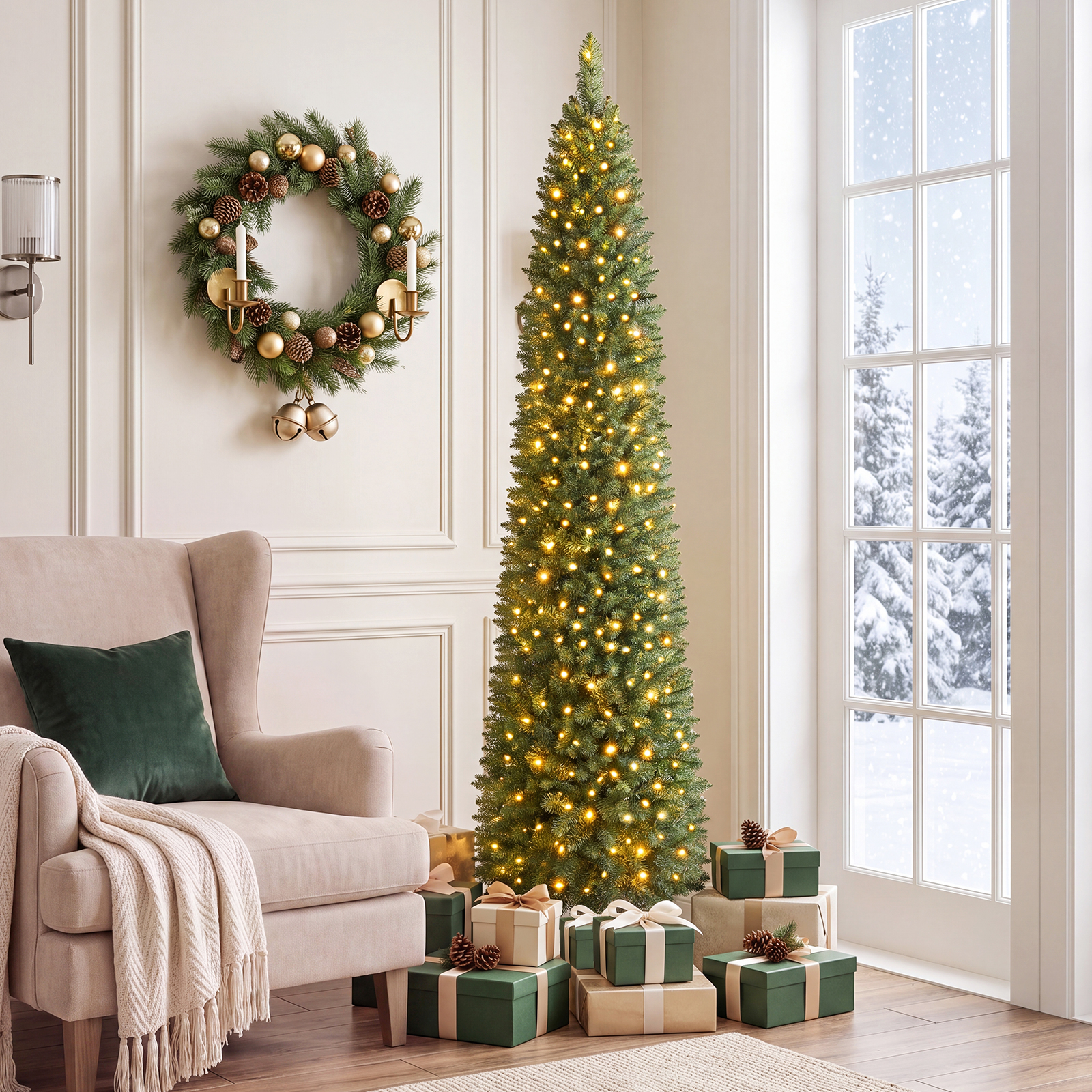 Costway 6 Ft Pre-Lit Pencil Christmas Tree with 180 LED Lights photo 4