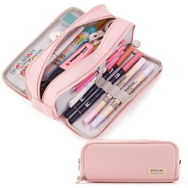 Trousse à Crayons Grande Capacité, Pochette à 3 Compartiments, Sac à Stylos pour l'École, Adolescente, Garçon, Homme