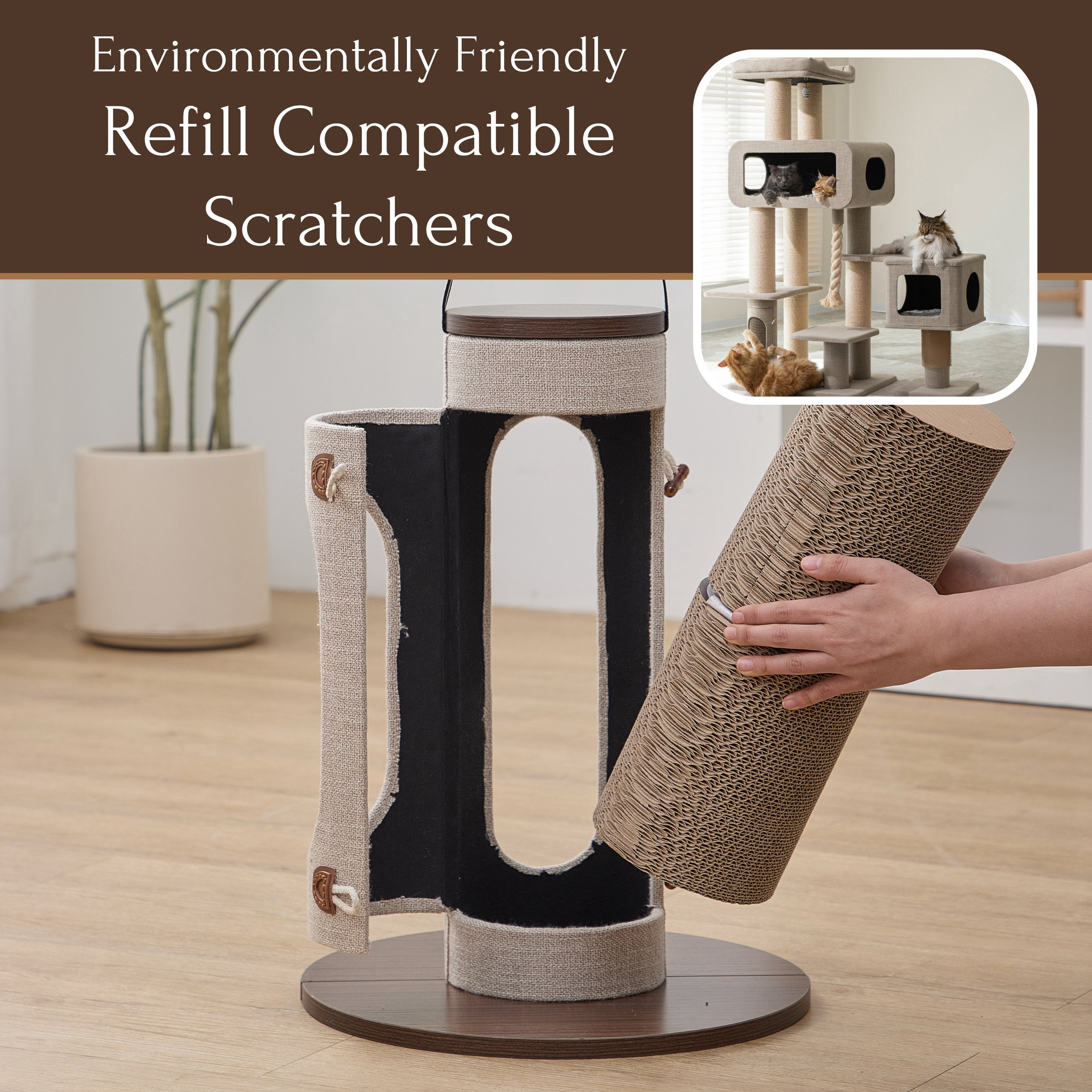 Petpals 2-Pack Eco-Scratcher Corrugated Cardboard Scratcher Refill, Refresh Petpals Cat Tree and Scratcher