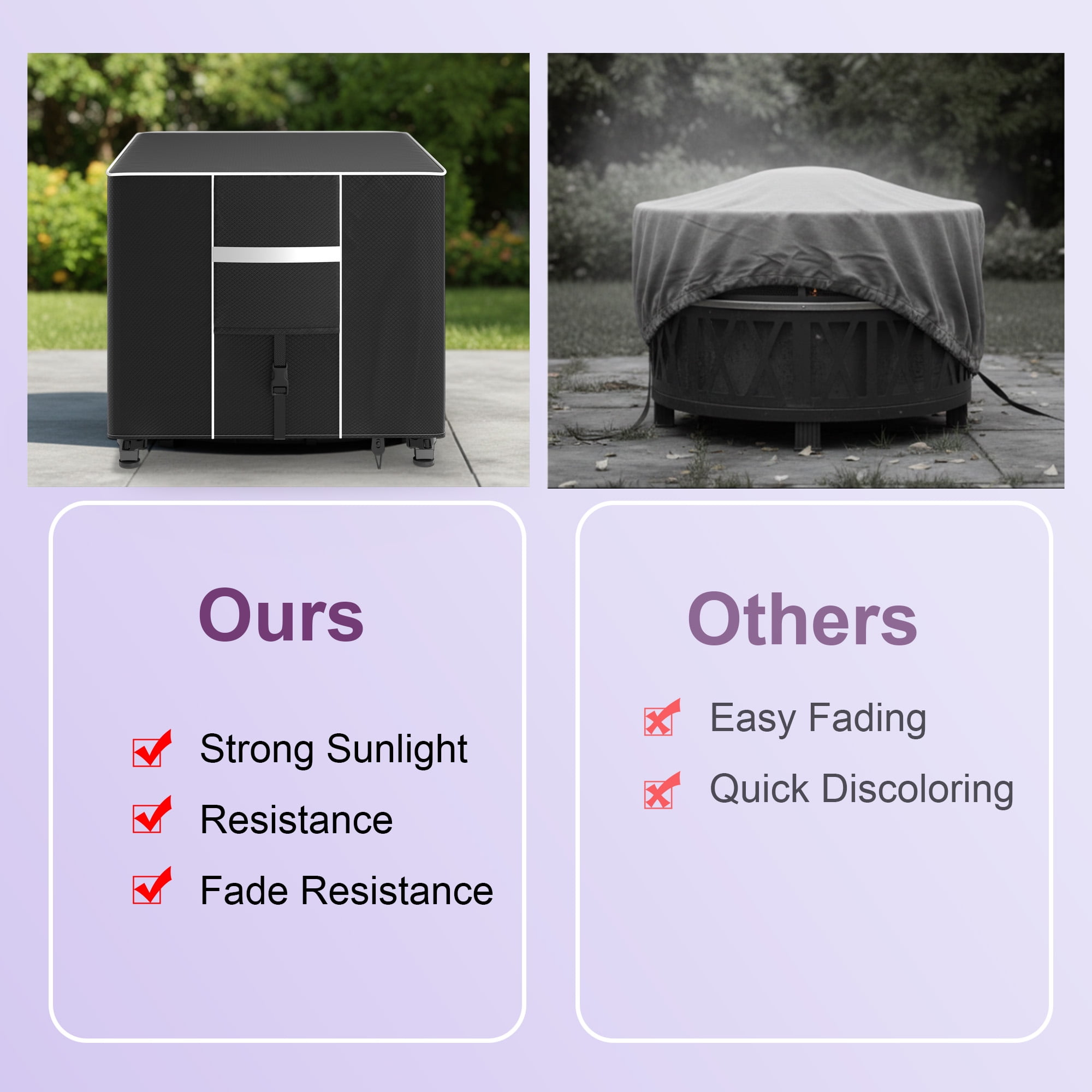 COSYUMI Fire Pit Cover, Square Fire Pit Covers Waterproof 420D Heavy Duty Weather Resistant, Gas Fire Pit Patio Fire Bowl Cover for Fire Pits & Outdoor Fireplaces, 36"Lx36"Wx25"H