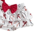 thumbnail image 6 of JUMEYU Newborn Girl Clothes Set Baby Girls Shorts Set Short Sleeve Letters Print Romper Shorts with Hairband Outfit 0 3 6 9 12 18 24 Months (Red,3-6 Months), 6 of 7