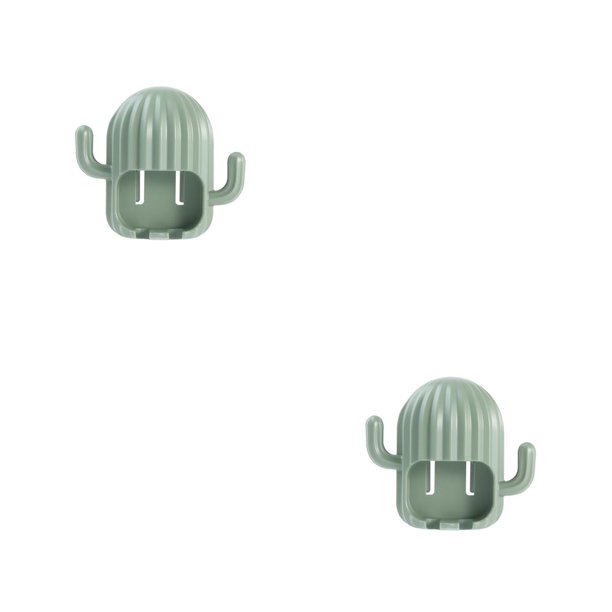Billuyoard Soporte para cepillos de Baño de pared Universal Organizador de cepillos de de doble ranura Escurridor Soporte sin perforaciones Verde claro 2Conjunto