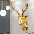 thumbnail image 3 of Cabeza de ciervo 3D decorativa-elegante cabeza de Animal escultura de pared decoración-Casa de de bienvenida decoración-geometría ciervos astas Oro perfecl Estatua de cabeza de ciervo, 3 of 8