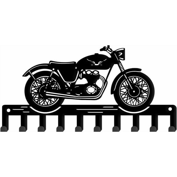 Retro Motorcycle Metal Key Hook Vintage Motorcycle Decorative 10 Hooks Black Key Hanger Organizer Wall Hanging Hooks Personalized Holder Rack Dog Leash Hanger for Home Wall Front Door