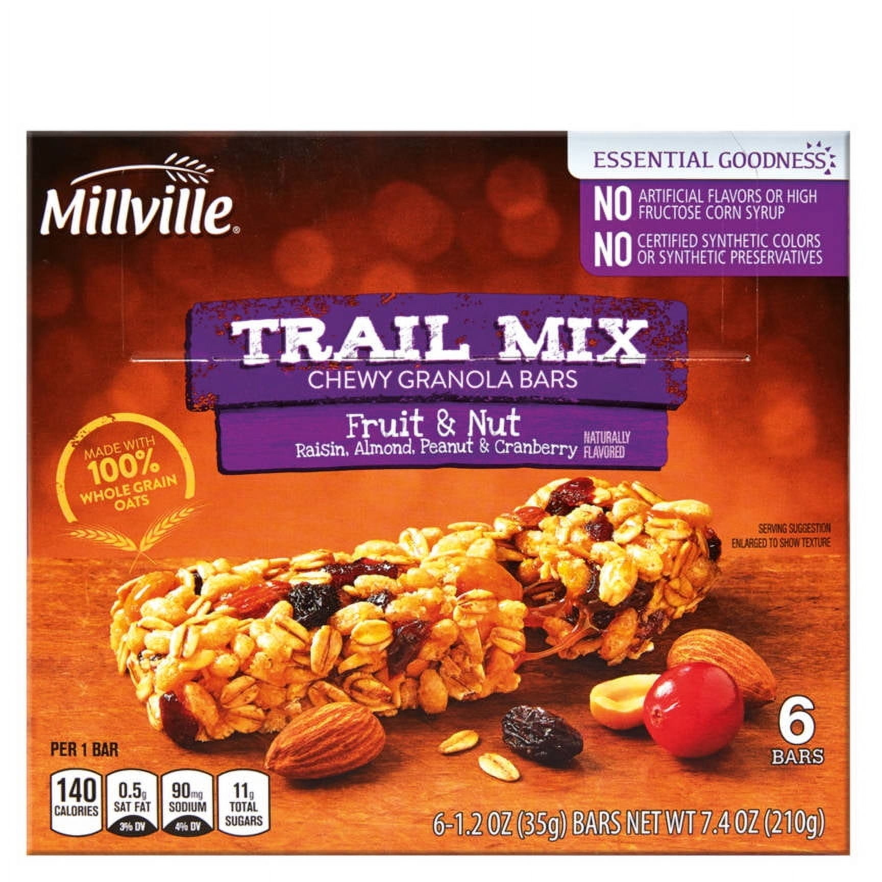 Fruit and Nut Trail Mix Chewy Granola Bars, 6 count- Pack of 3