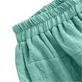 thumbnail image 4 of Lenpel Women's Cotton Linen Culottes Pants Elastic High Waisted Wide Leg Flowy Capri Pants Cropped Palazzo Trousers with Pockets, 4 of 7
