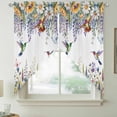 thumbnail image 2 of Watercolor Floral Swag Curtains for Kitchen/Bedroom/Living Room, Spring Daisy Sunflowers Wisteria Hummingbird Scalloped Curtains 63 Inch Long, Window Swag Topper Curtains Valances 2 Panels 36"x63", 2 of 8