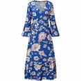 thumbnail image 4 of CEHVOM Robe Maxi Fendue Bohème à Manches Longues Évasées et Col en V Décontractée pour Femmes, 4 of 5