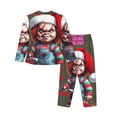 thumbnail image 2 of Lsque Chucky Pattern Long Sleeve Pajama Set for Women - Soft 2-Piece Sleepwear and Loungewear Set with Pockets, Comfy Nightwear, 2 of 8