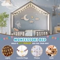 thumbnail image 3 of Cama de piso Montessori con toldo, Marco completo de cama para niños, Casa forma niños cama marco con barandillas altas, Cama de niños de madera con techo, 3 of 5