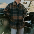 thumbnail image 2 of Plaid Jacket Men Mens Fashion Outdoor Fall Outdoor Plaid Solid Color Comfortable Stand Collar Jacket, 2 of 6