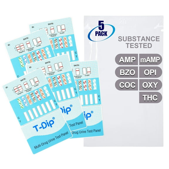 Mintegrity [5pk] - 7-Panel Dip Card Instant Urine Drug Test - (AMP/BZO/COC/mAMP/OPI/OXY/THC) #MT-WDOA-274
