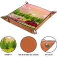 thumbnail image 3 of Mountain Bus Landscape Practical Microfiber Leather Storage Tray Office Desk Tray Bedside Caddy Storage Organizer for Wallet Key Watch Phone Jewelry(16X16CM), 3 of 6