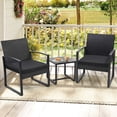 thumbnail image 2 of KROFEM 3-Piece Patio Bistro Set, All-Weather, Outdoor Wicker Furniture with Tempered Glass Table and Waterproof Cushions for Porch, Balcony, Black, 2 of 6