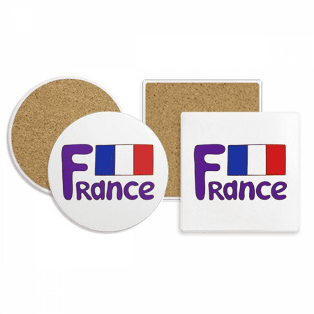 

France National Flag Blue Pattern Coaster Cup Mug Holder Absorbent Stone Cork Base Set