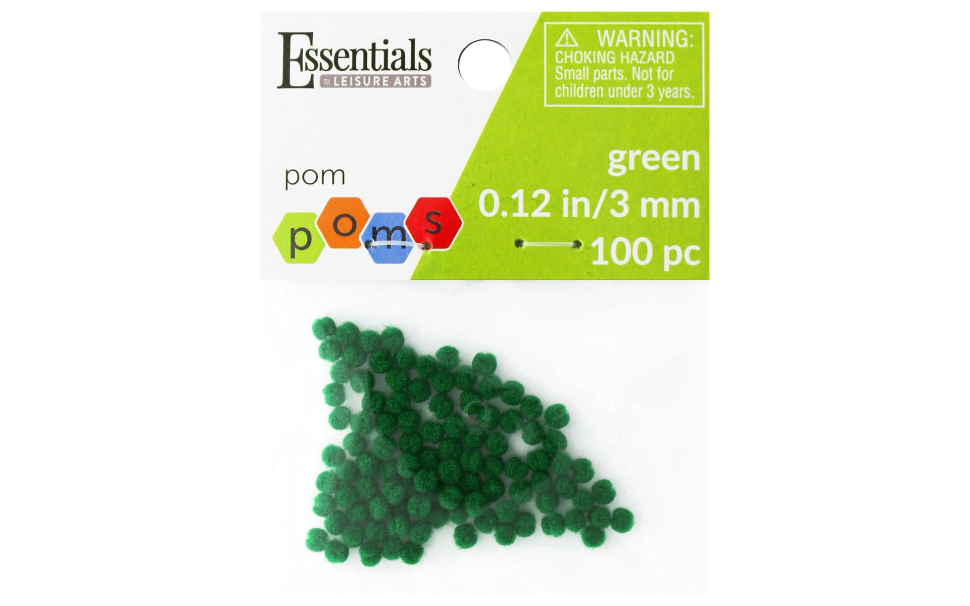 Essentials By Leisure Pom Pom 3mm Green 100pc