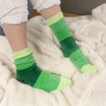 thumbnail image 2 of BambooMN Women's Chenille Fuzzy Color Block Crew Home Socks - Forest Green - Extra Large - 4 Pairs, 2 of 4