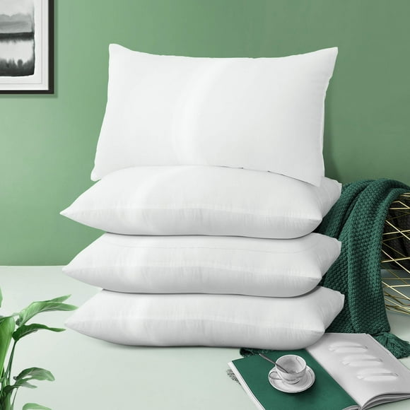 Acanva Square Premium Throw Pillow Inserts with Microfiber Filled, Lumbar Support Decorative Stuffer for Sofa Bed Couch & Chairs, 4 Count (Pack of 1), White