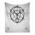 thumbnail image 1 of Geometry Soft Flannel Fleece Throw Blanket, Sketchy Geometric Plan with Swirled Spiral Origins of Cosmos Universe, Cozy Plush for Indoor and Outdoor Use, 50" x 60", Black Grey White, by Ambesonne, 1 of 6