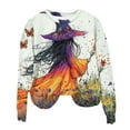thumbnail image 5 of Delliss Women's Halloween Print Long Sleeve Crew Neck Pullover Basic Casual Top White XXL, 5 of 6