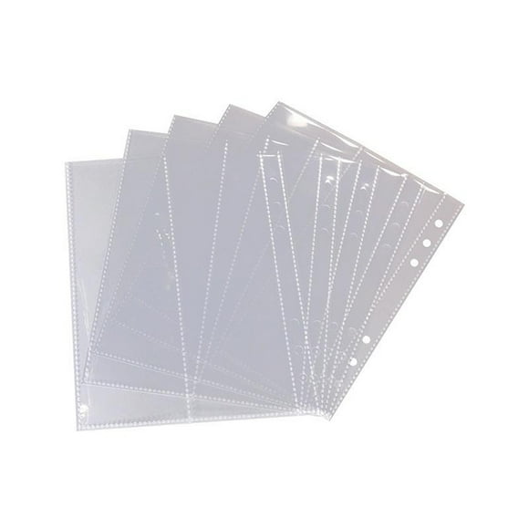 Carpeta de 10 piezas, hojas de álbum de fotos, surtido de sellos, papel moneda, organizador de almacenamiento de dinero, bolsillos impermeables Almacenamiento y organización del hogar 4 ranuras Toystoory HA073952-01B