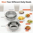 thumbnail image 2 of ANQIDI 3 Tiers Steamer, 11" Stainless Steel Steaming Pot Silver Vegetable Meat Steaming Cooker w/Glass Lid, 2 of 12