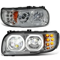 DNA Motoring For 08-21 Peterbilt 389 388 567 Full LED Halo DRL Chrome Projector Headlight Lamps Pair