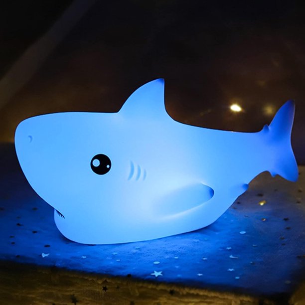 Luz de noche de tiburón TANGJMXG USB recargable para decoración de habitación de niños