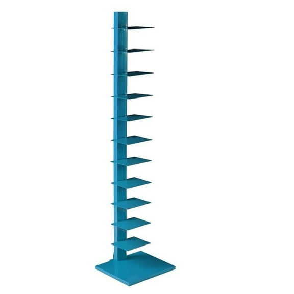 Maklaine Modern / Contemporary Tower Shelf in Bright Cyan Finish