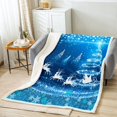 thumbnail image 2 of Christmas Tree Fleece Bed Blanket Throw 50"X60",Cute Xmas Deer Santa Claus Throw Blanket,Glitter Stars Snowflake Sherpa Blanket Blue Christmas Room Decor,Holiday New Year Fuzzy Blanket, 2 of 6