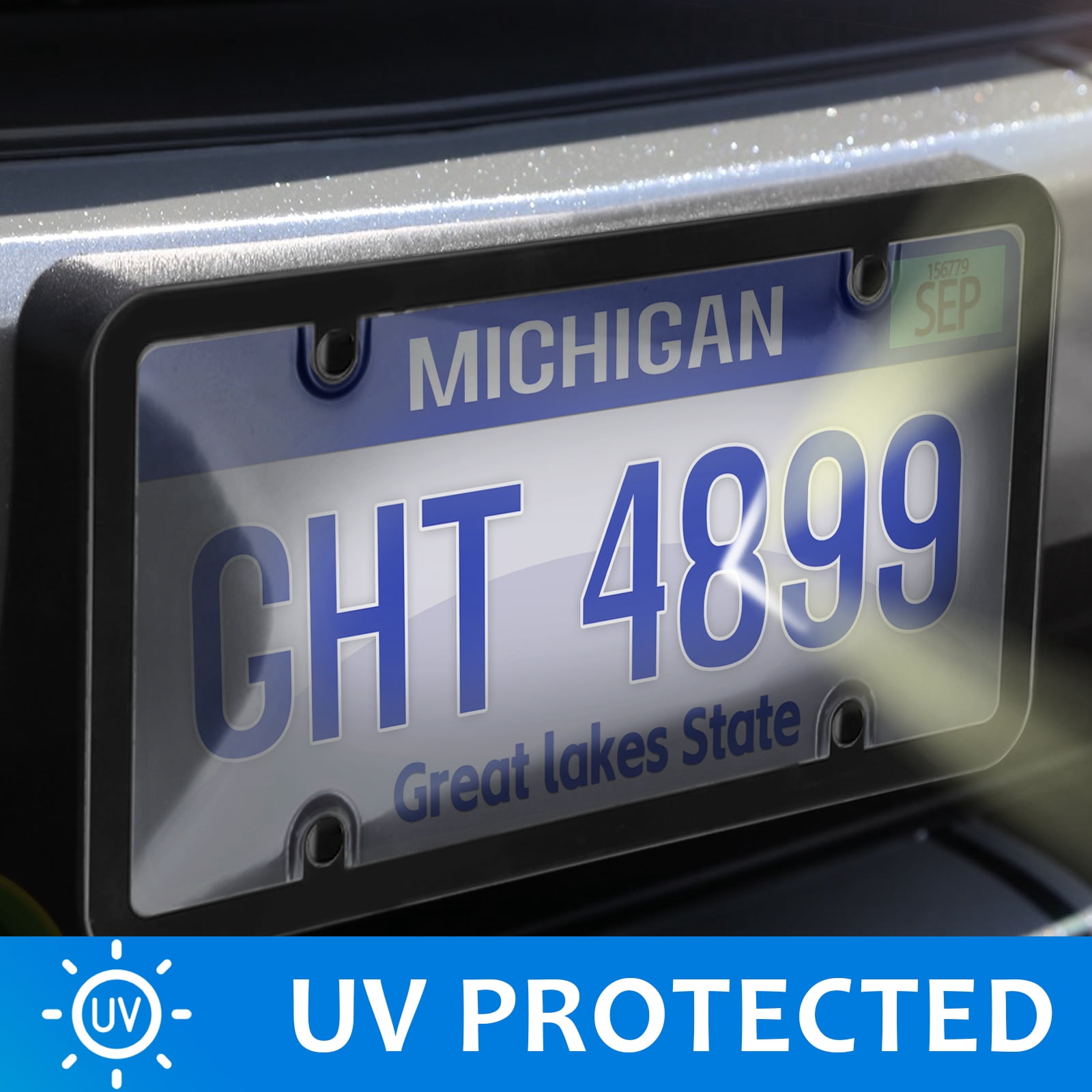 2 Unbreakable License Plate Bubble Covers - 4 Hole Universal Fit For American Standard Cars, UV Protected