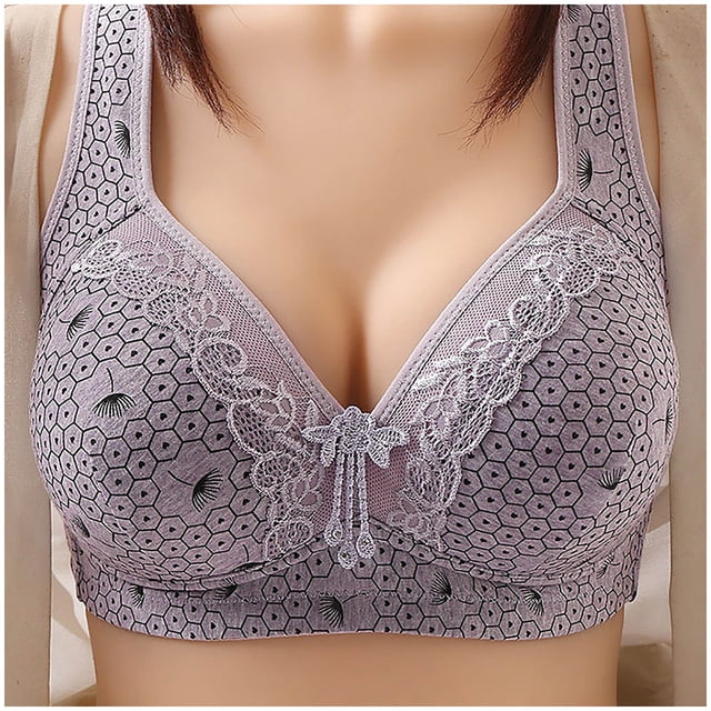 MHFRRA Compression Bra Women Lace Back Button Shaping Cup Adjustable Shoulder Strap Large Size Underwire Bra 38
