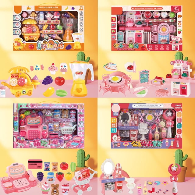 Sentmoon Kids Toy Gift for Her Children's Play Home Toys Kitchen Small Appliances Tableware Dressing Table Accessories Gift Box Kindergarten Training Class Gifts