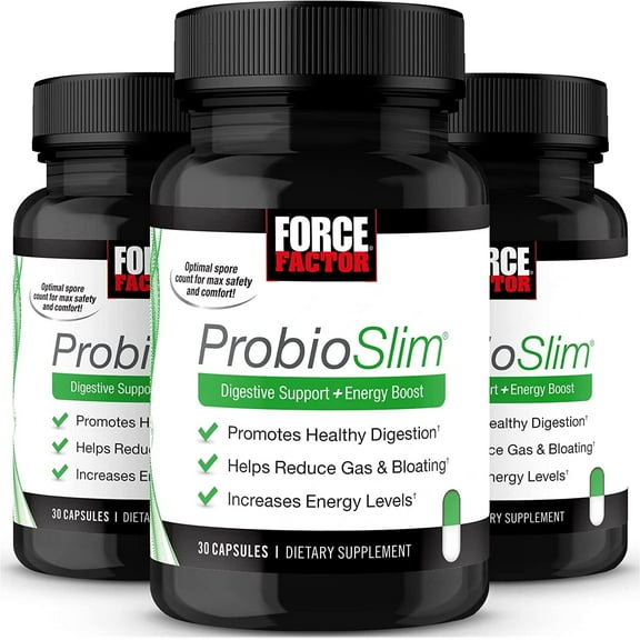 Force Factor ProbioSlim, Probiotic Supplement for Women and Men with Probiotics and Green Tea Extract, Reduce Gas, Bloating, Constipation, Support Digestive Health & Gut Health, 30 Count (Pack of 3)