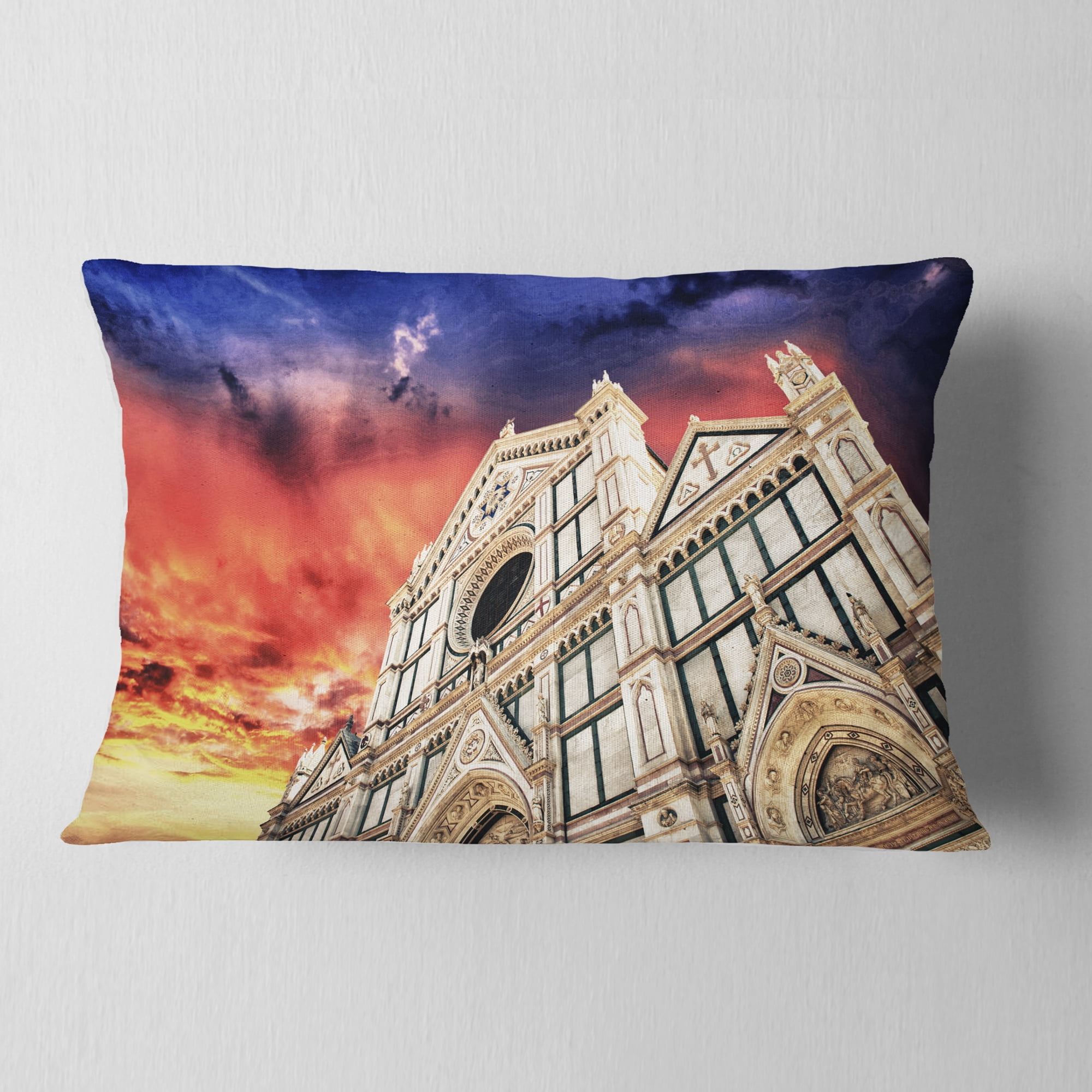 Designart Cathedral of Santa Croce in Florence - Cityscape Photo Throw Pillow - 12x20
