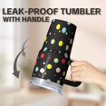 thumbnail image 5 of Leak Proof Lid 20oz Stainless Steel Insulated Tumbler With Handle Geometric Pattern Double Wall Travel Mug and Straw, 5 of 5