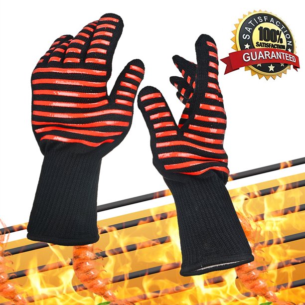 BBQ Gloves, Extreme Heat Resistant Grill Gloves AntiSlip Aramid Fiber
